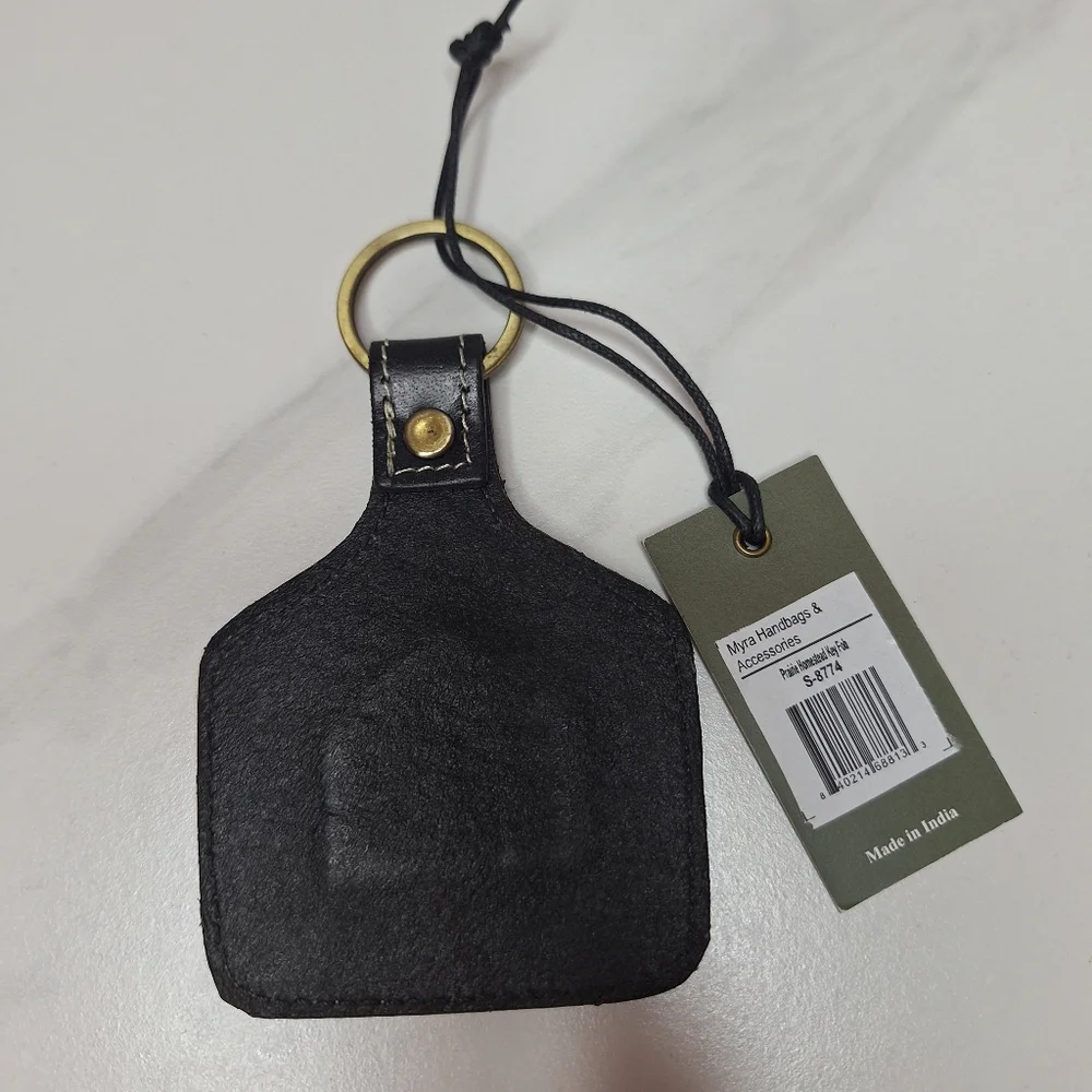 Myra Bag Leather Cowhide Key Fob Bag Charm Prairie Homestead Key Chain Western
